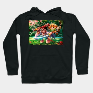 Japanese warrior and tanuki boy - sakura forest Hoodie